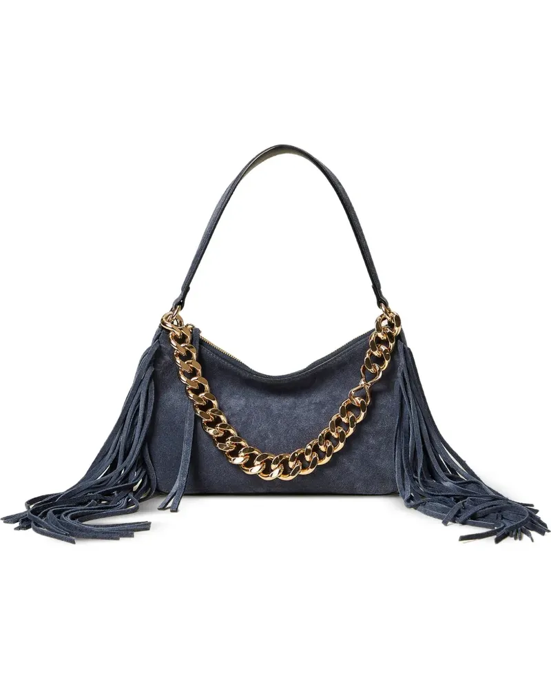 Twin-Set Liliane Schultertasche mit Fransen - Blau Blau