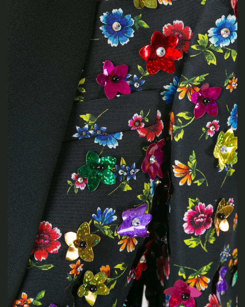 Moschino Blazer mit floraler Stickerei - Schwarz Schwarz