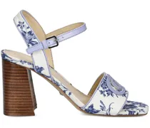 Sandalen mit Blumen-Print - Blau