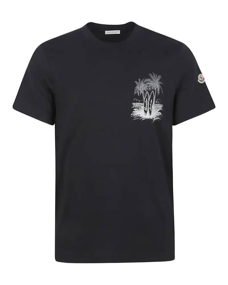 Moncler graphic-print logo-patch T-shirt - Schwarz Schwarz