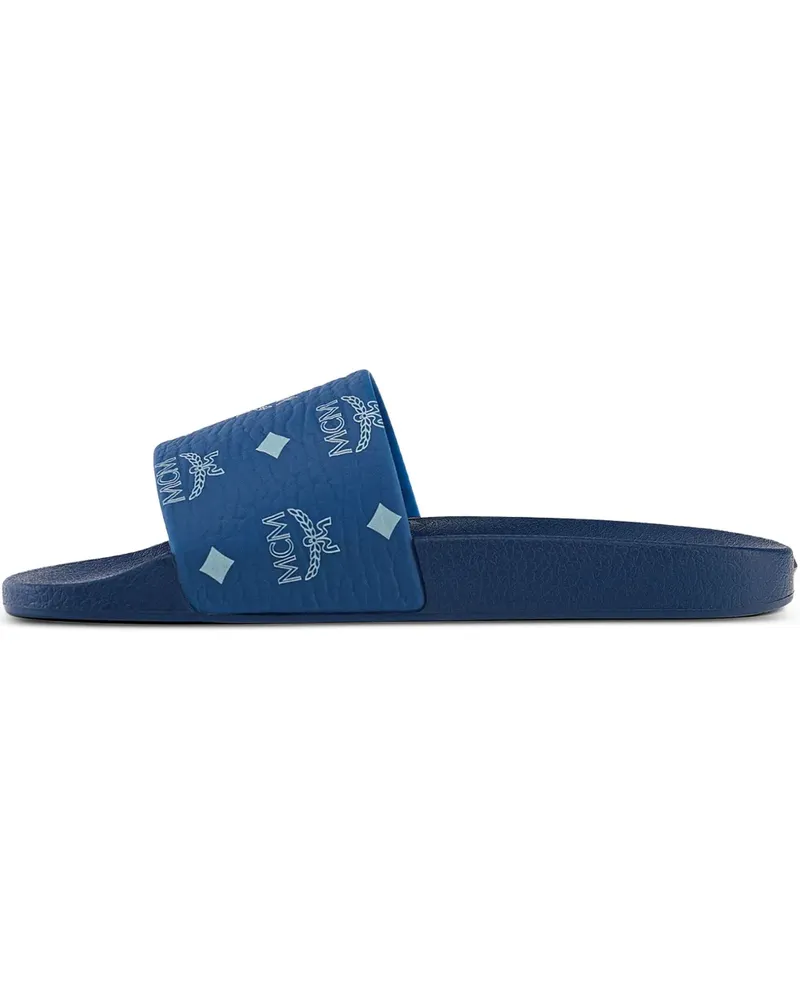 MCM Pantoletten mit Monogramm-Print - Blau Blau