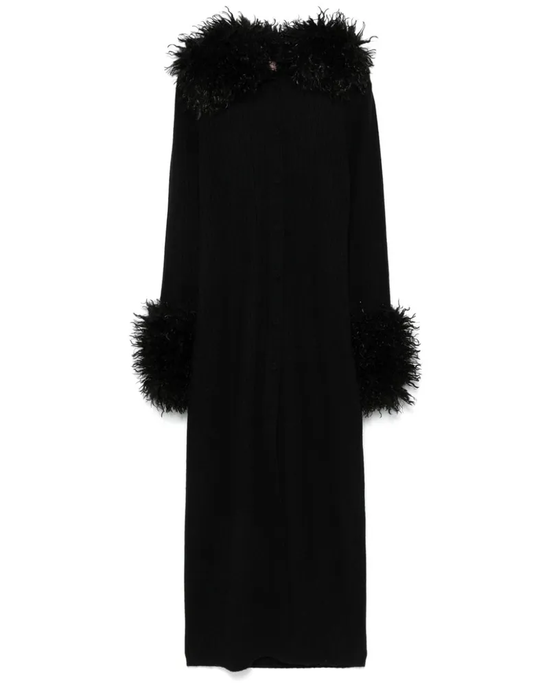 Twin-Set Geripptes Midikleid - Schwarz Schwarz