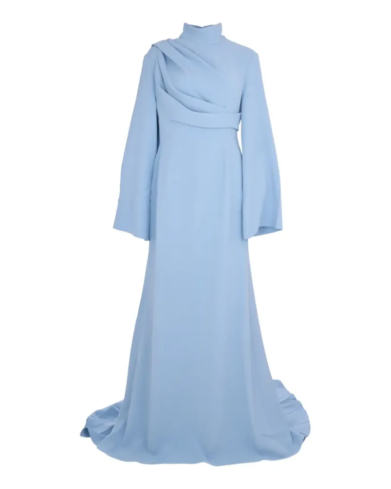 Solace London draped flared-sleeve dress - Blau Blau