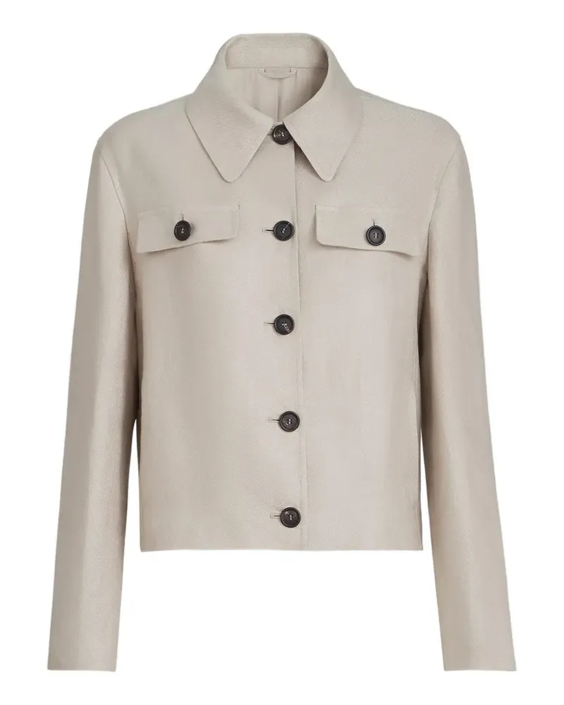 Brunello Cucinelli Leinenjacke mit Taschen - Nude Nude