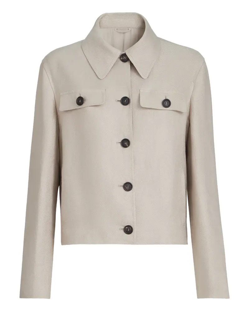 Brunello Cucinelli Leinenjacke mit Taschen - Nude Nude