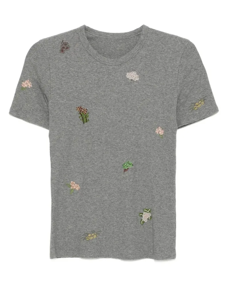 JNBY T-Shirt mit grafischer Stickerei - Grau Grau