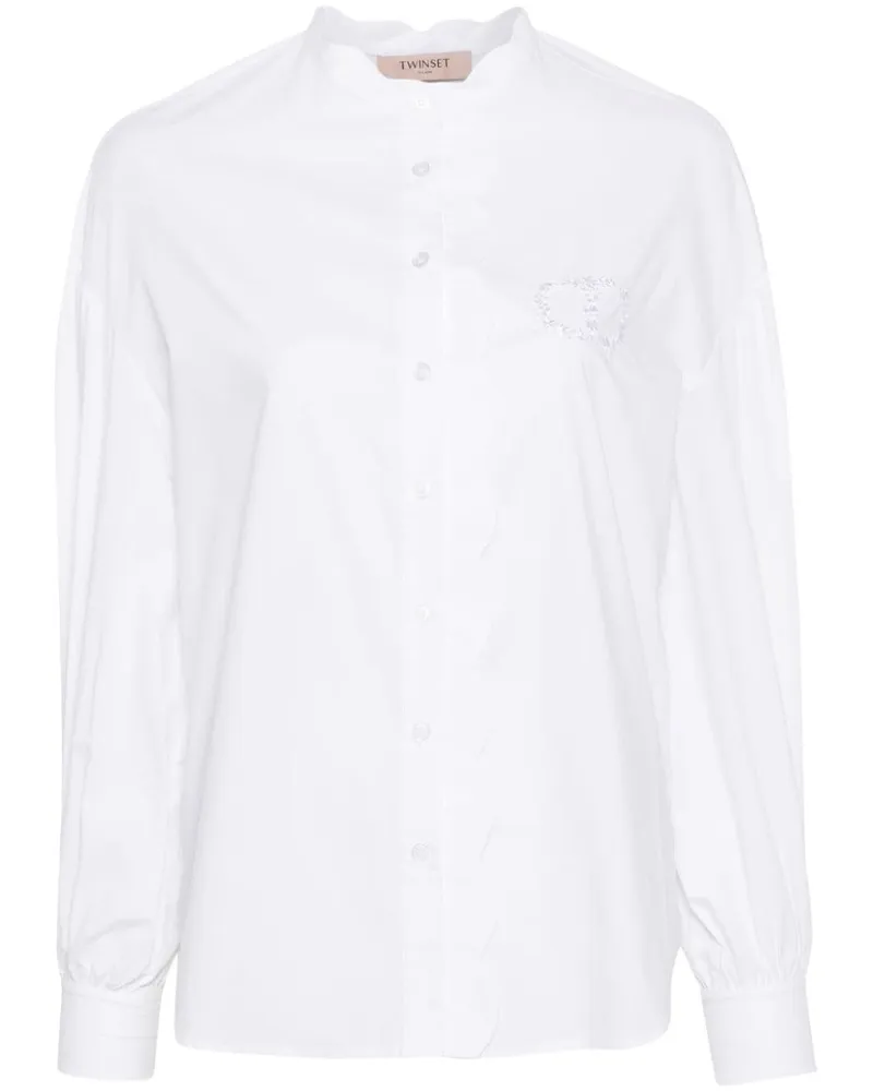 Twin-Set Top mit gewelltem Kragen - Weiß Weiß