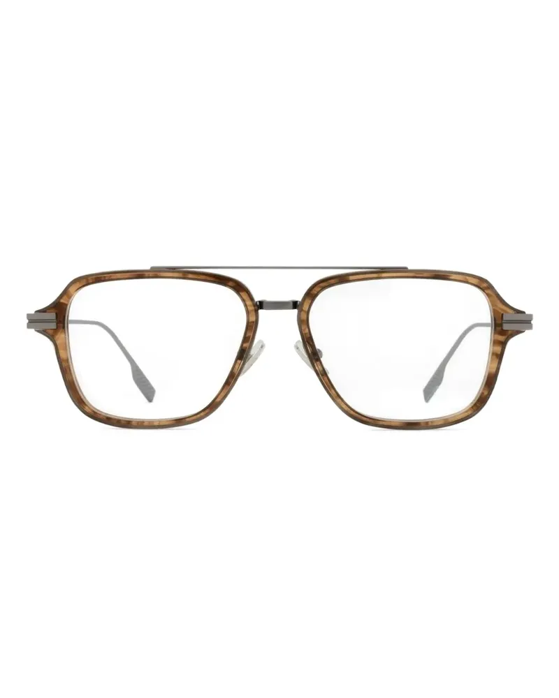 Ermenegildo Zegna Brille mit geometrischem Gestell - Braun Braun