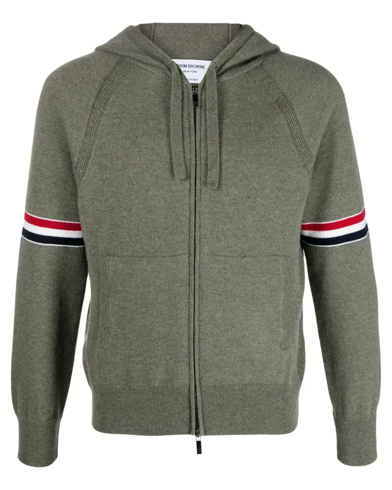 Thom Browne Kaschmir-Hoodie mit RWB-Streifen Grün