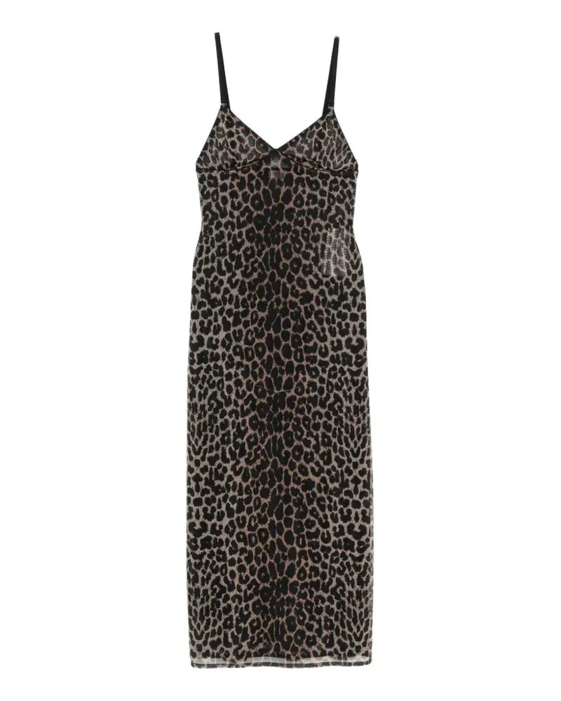 Saint Laurent leopard-print midi dress - Braun Braun