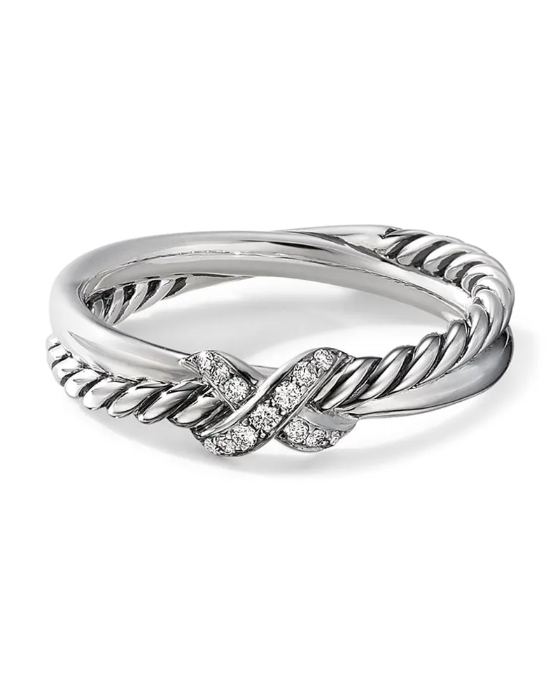 David Yurman Petite X Ring aus Sterlingsilber mit Diamant 4mm Silber