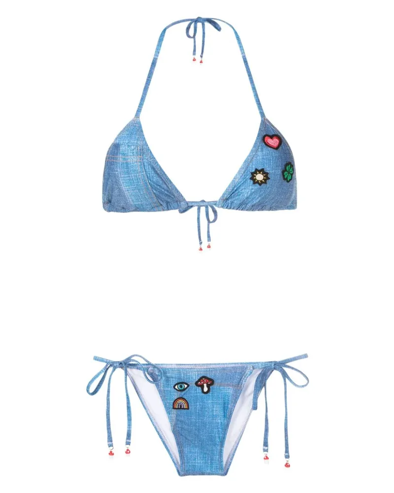 Amir Slama Bikini mit Patch - Schwarz Schwarz