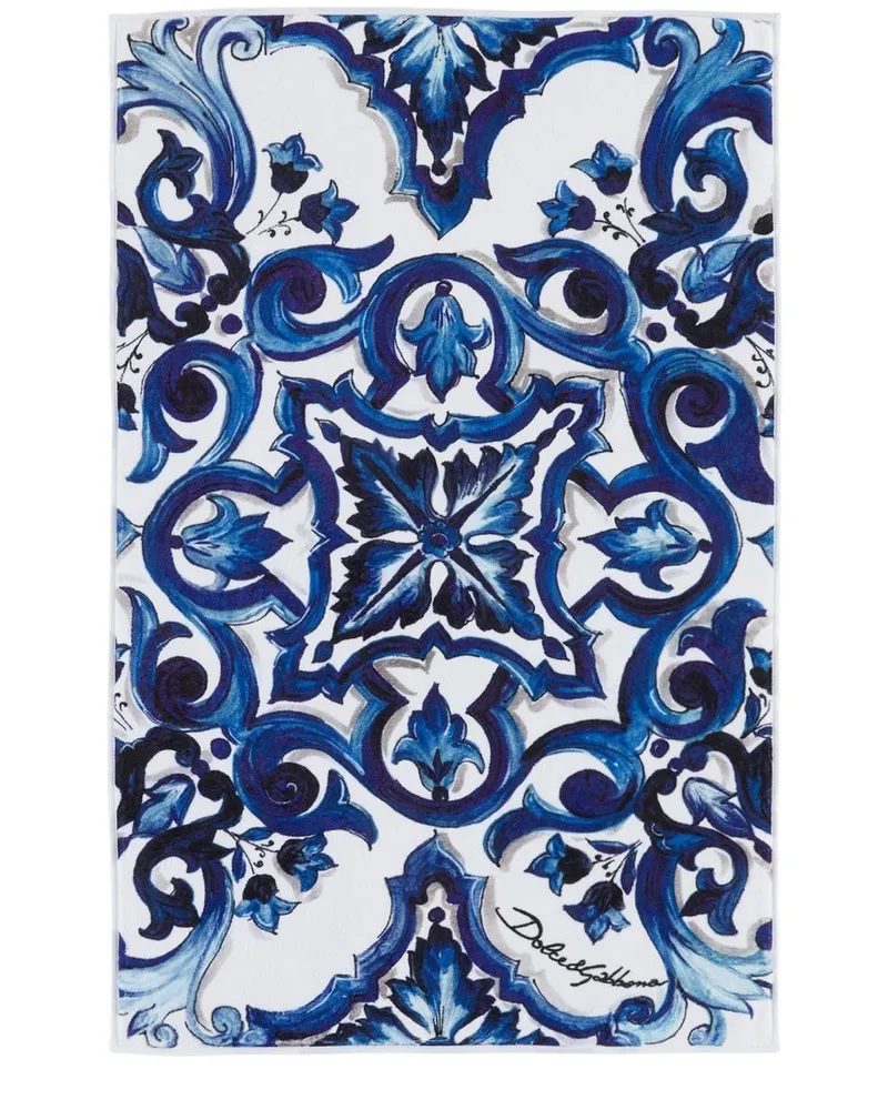 Dolce & Gabbana Frottee-Badematte mit grafischem Print - Weiß Weiß