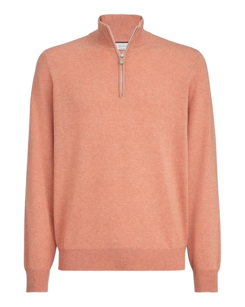 Brunello Cucinelli Kaschmirpullover mit Reißverschluss - Orange Orange