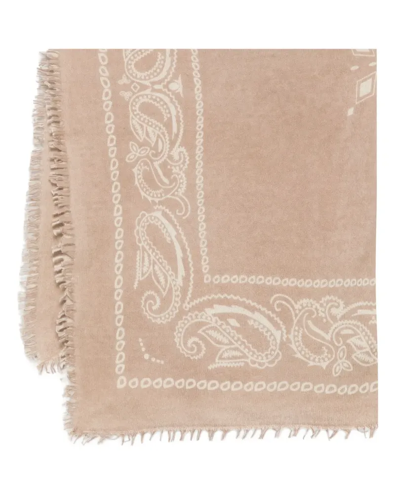 Liska Ausgefranster Schal mit Paisley-Print - Nude Nude