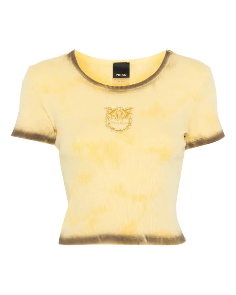 Pinko logo-embroidered T-shirt - Gelb Gelb