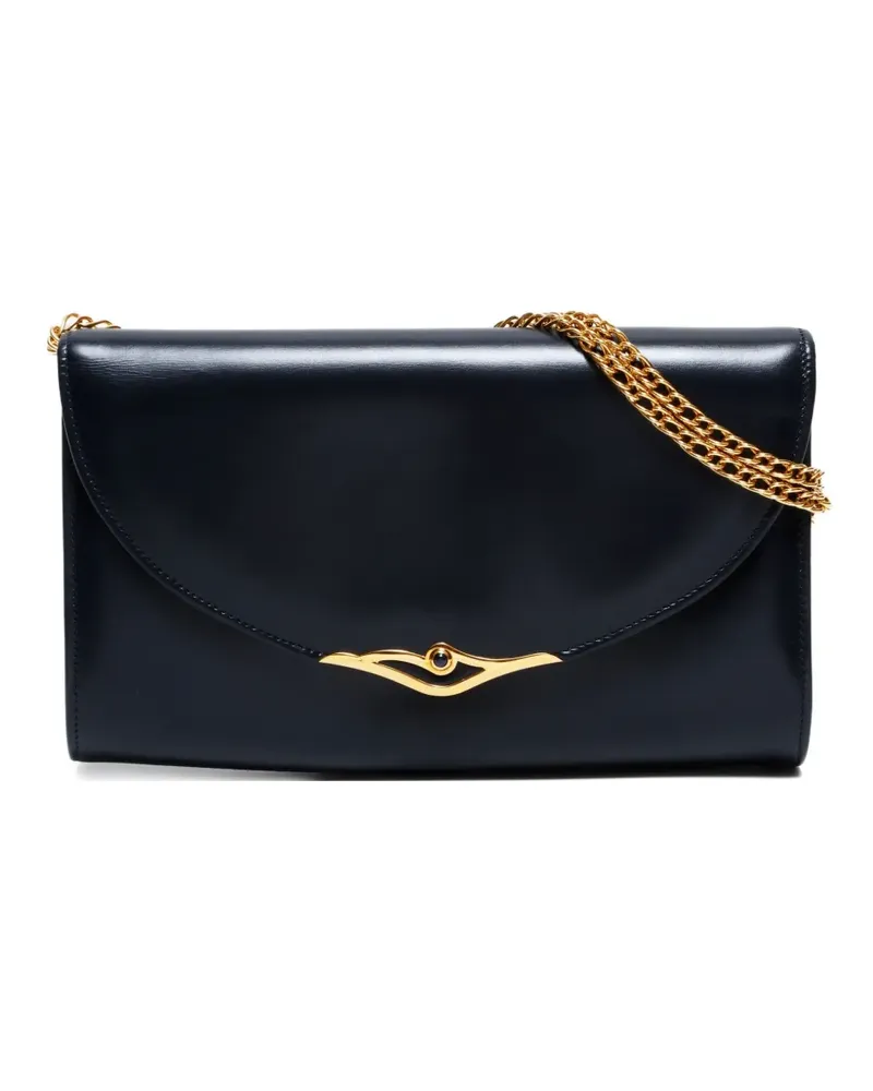 Cartier 1990s Sapphire Schultertasche mit geschwungener Klappe - Schwarz Schwarz