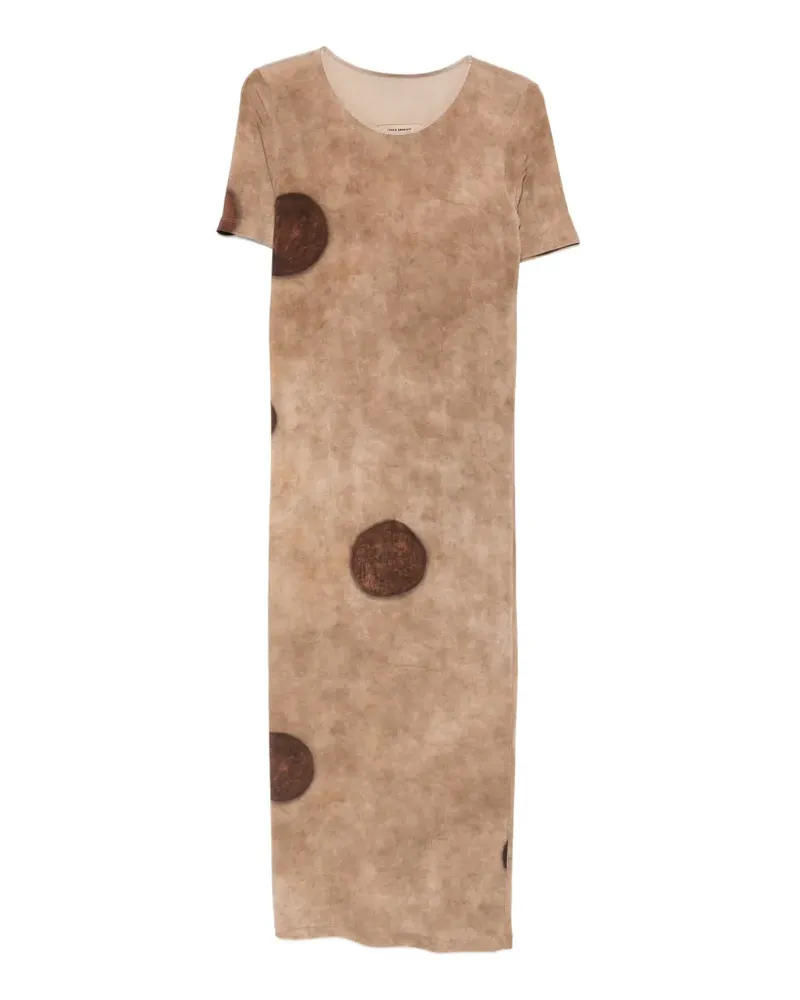 Uma Wang polka-dot-print short-sleeve midi dress - Nude Nude