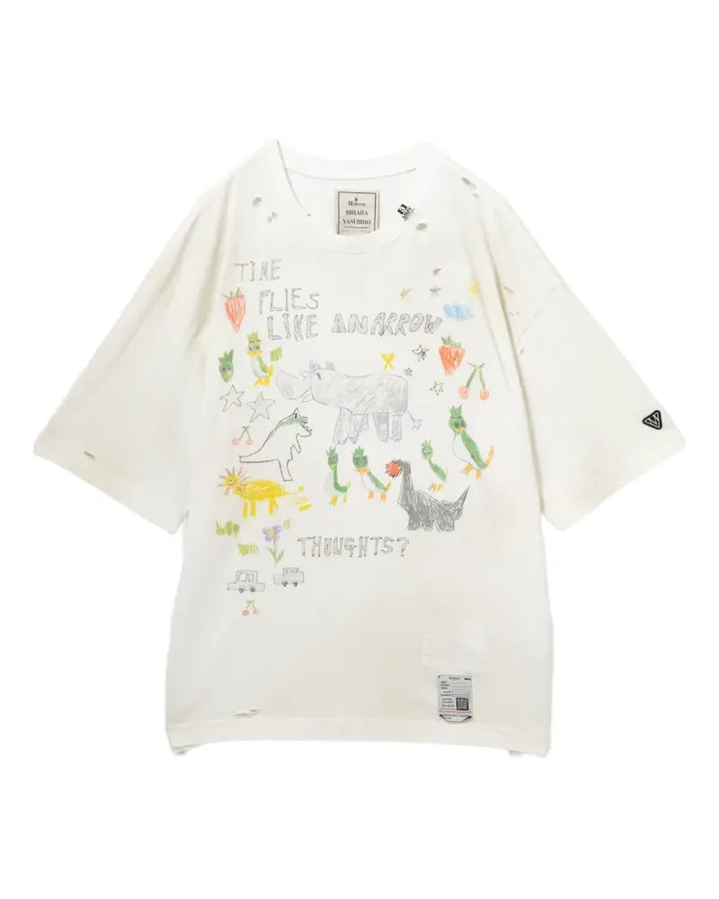 MIHARAYASUHIRO T-Shirt in Distressed-Optik - Nude Nude