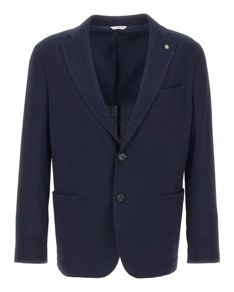 Manuel Ritz logo-pin patch-pocket blazer - Blau Blau