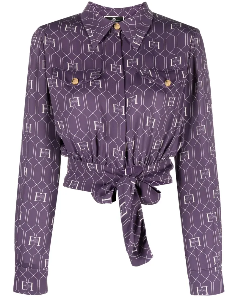 Elisabetta Franchi Cropped-Top mit Logo - Violett Violett