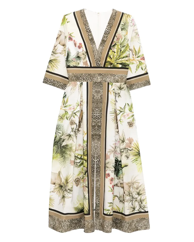 Elie Saab Kleid mit Savannah-Print - Grün Grün