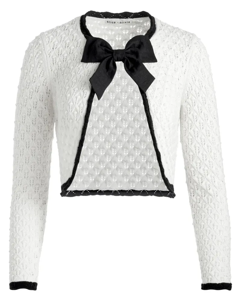 Alice + Olivia Dannie Cardigan mit Schleife - Weiß Weiß