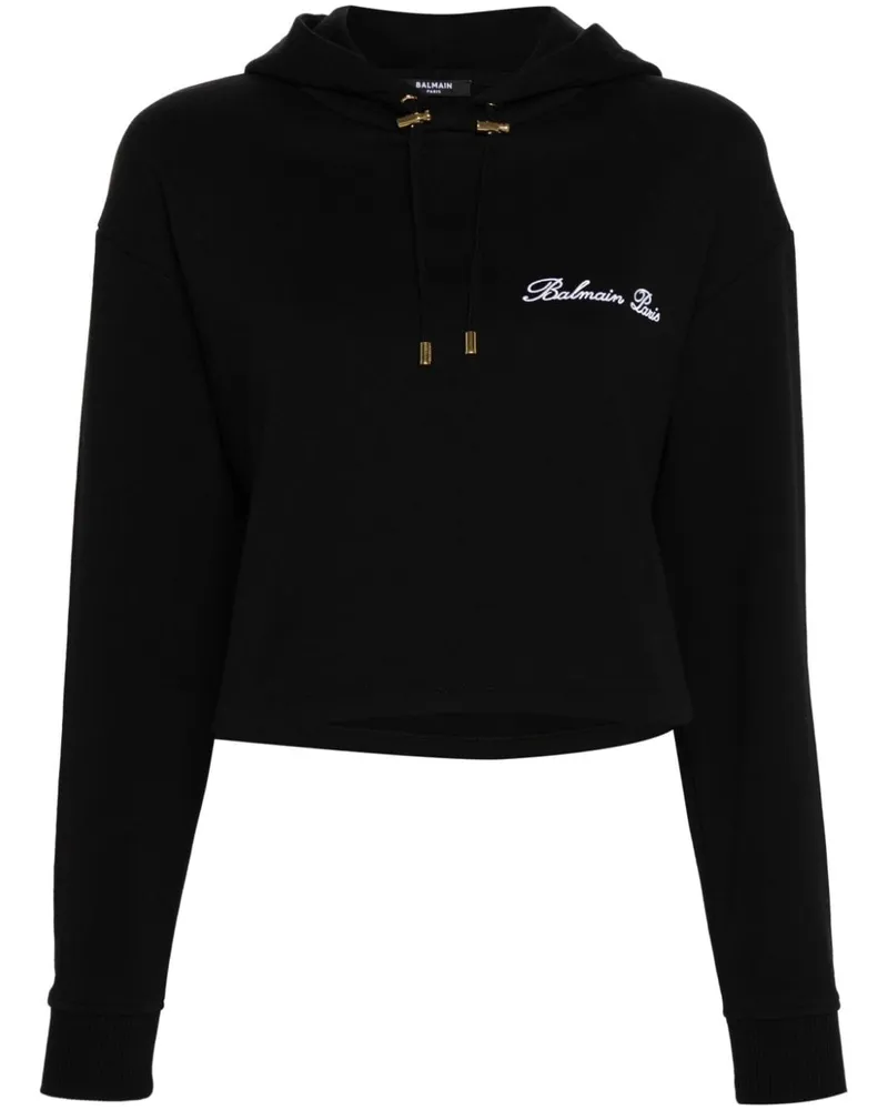Balmain Hoodie mit Logo-Stickerei - Schwarz Schwarz