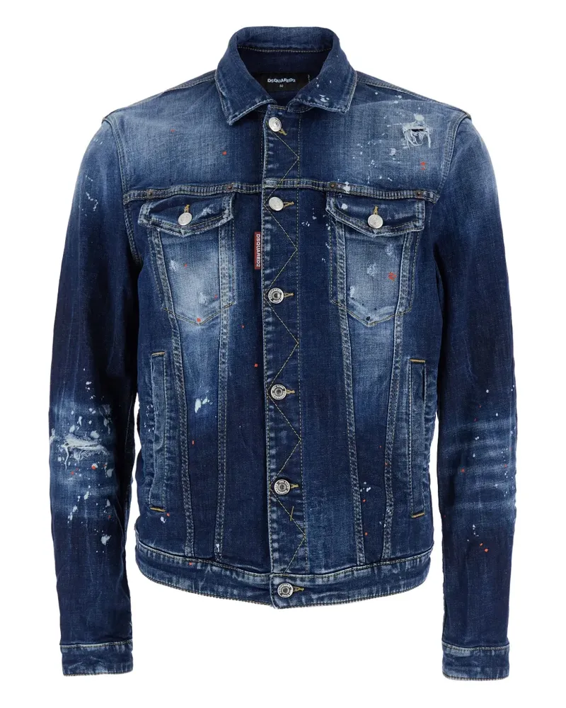 Dsquared2 Dan Jeansjacke mit gemaltem klassischem Kragen - Blau Blau
