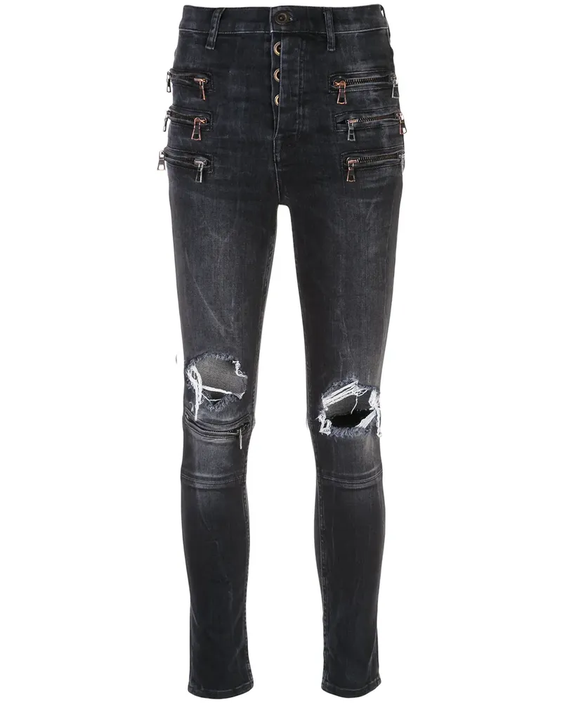 Unravel Skinny-Jeans im Distressed-Look - Schwarz Schwarz