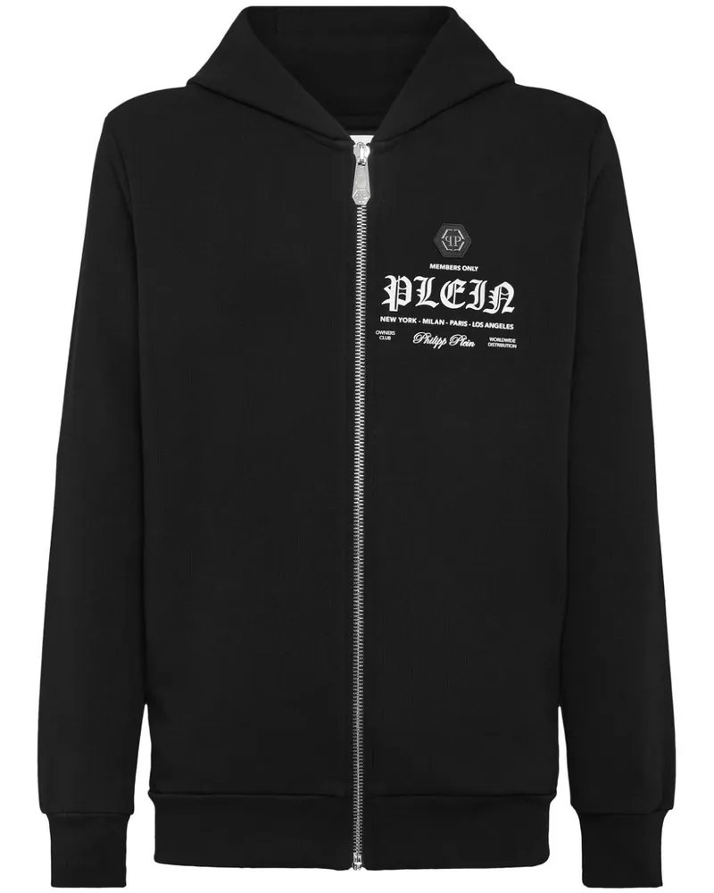 Philipp Plein Kapuzenjacke mit Logo-Print - Schwarz Schwarz