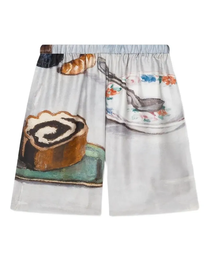 Nanushka Anne graphic-print elasticated shorts - Weiß Weiß