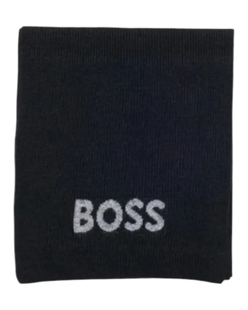 HUGO BOSS logo-detail ribbed scarf - Schwarz Schwarz