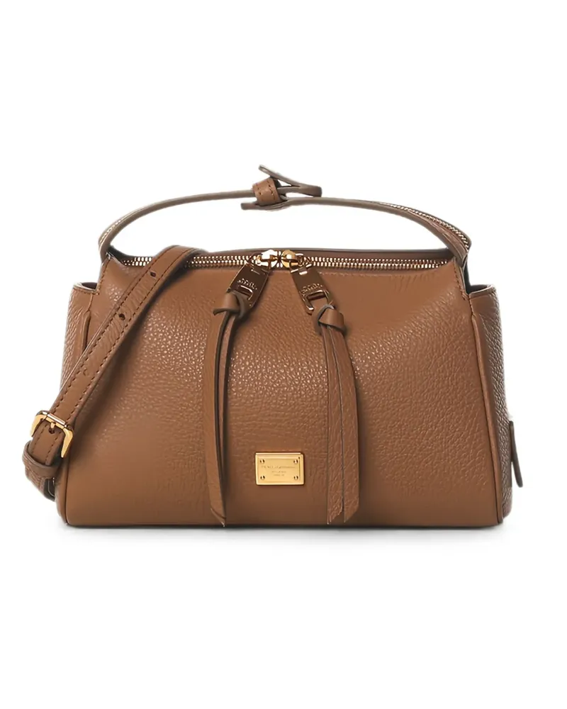 Dolce & Gabbana Vittoria logo-plaque leather tote bag - Braun Braun