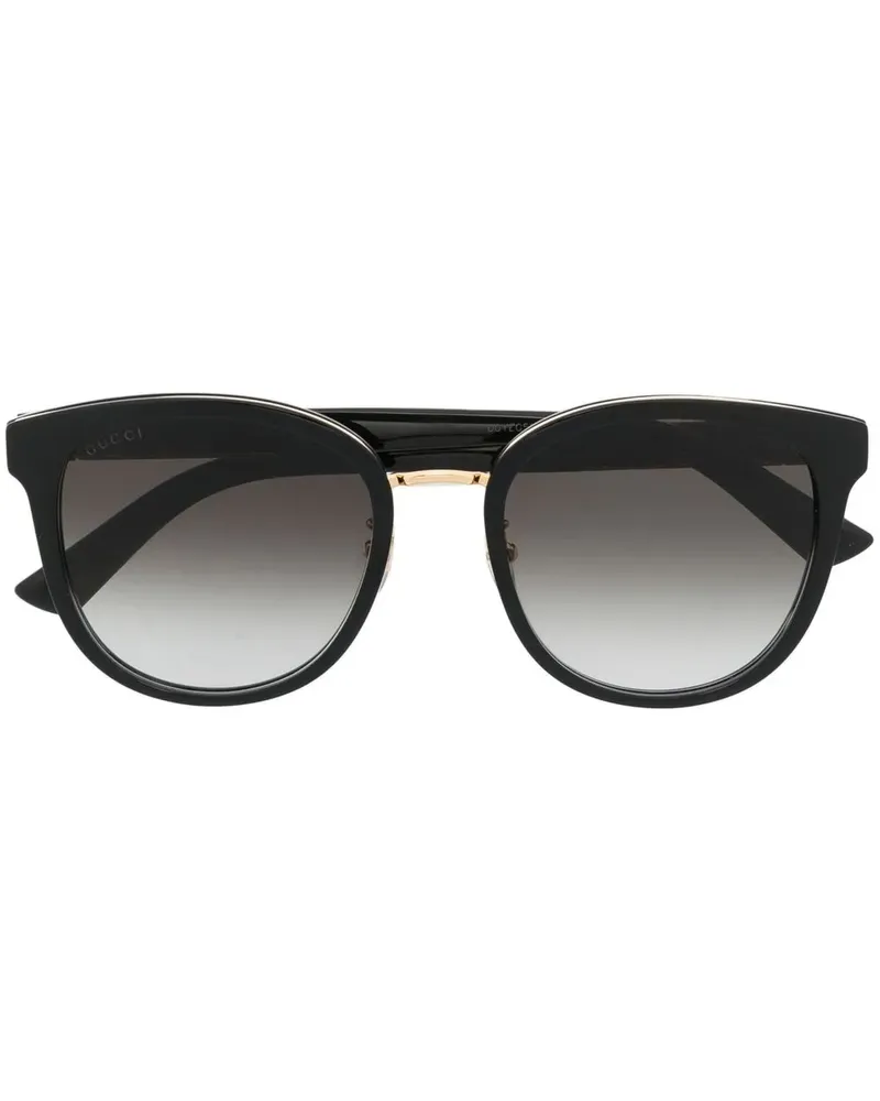 Gucci Sonnenbrille mit rundem Gestell - Schwarz Schwarz