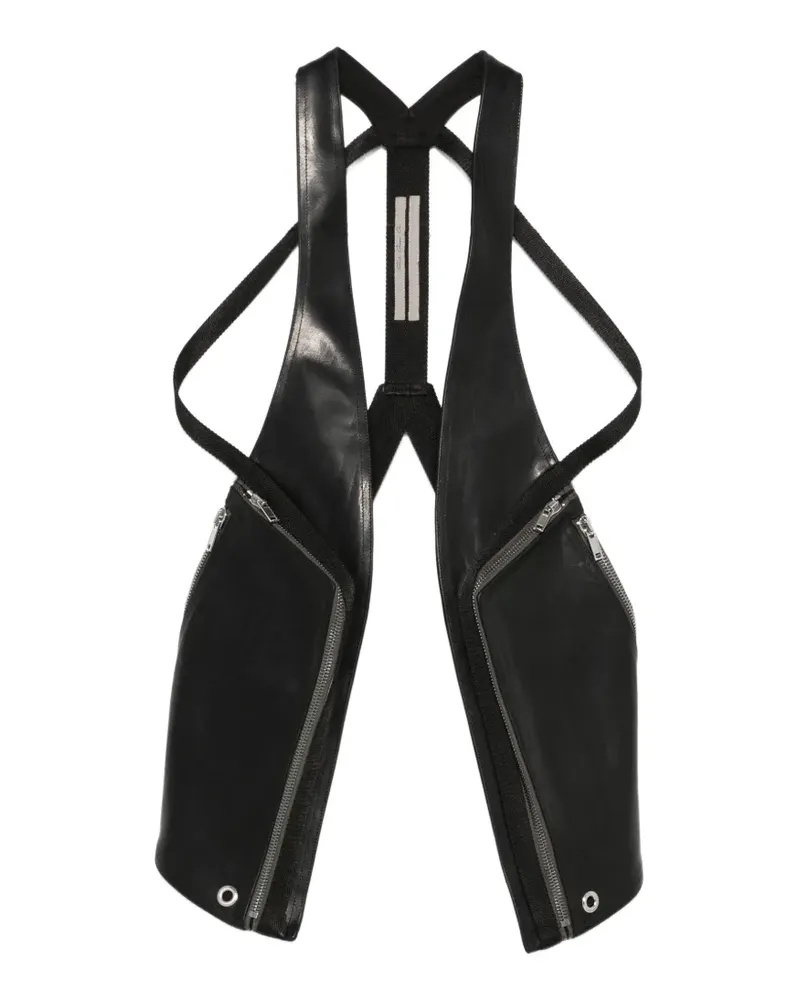 Rick Owens Temple Bauhaus leather waistcoat - Schwarz Schwarz