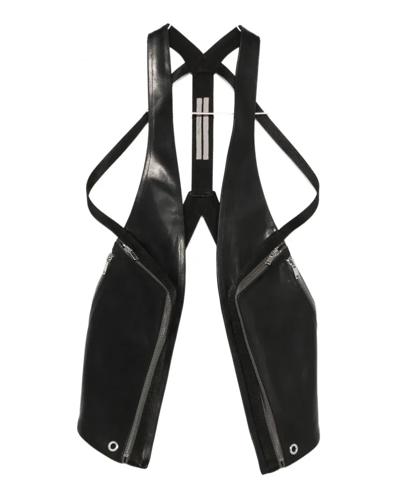 Rick Owens Temple Bauhaus leather waistcoat - Schwarz Schwarz