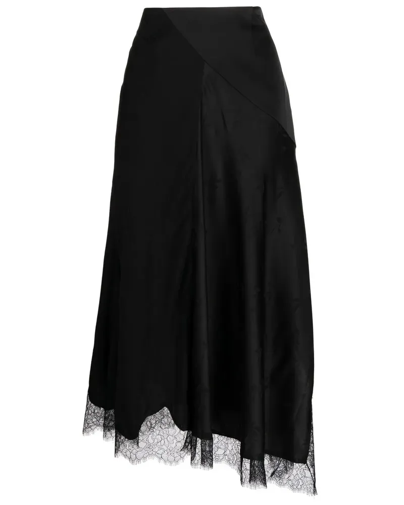 GOEN.J Satin-Midirock mit Blumenjacquard - Schwarz Schwarz