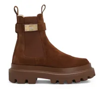 Stiefeletten mit Logo-Riemen - Braun
