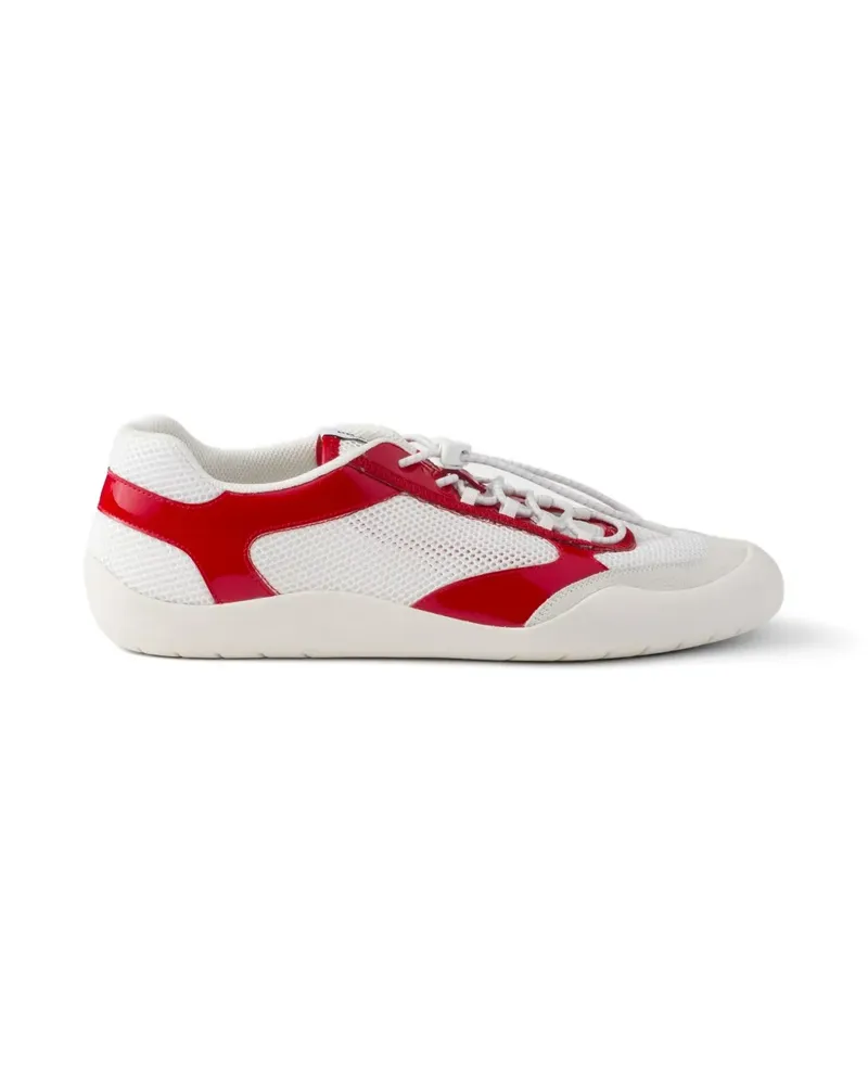 Prada Speedrock patent leather and mesh fabric sneakers - Weiß Weiß