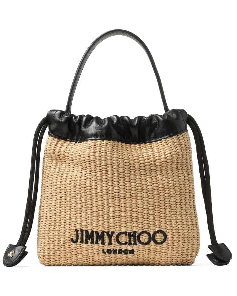 Jimmy Choo Drawstring Pouch logo-embroidered mini bag - Nude Nude