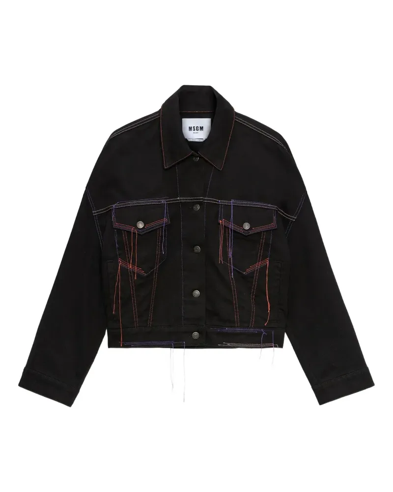 MSGM Jeansjacke mit Ziernähten - Schwarz Schwarz
