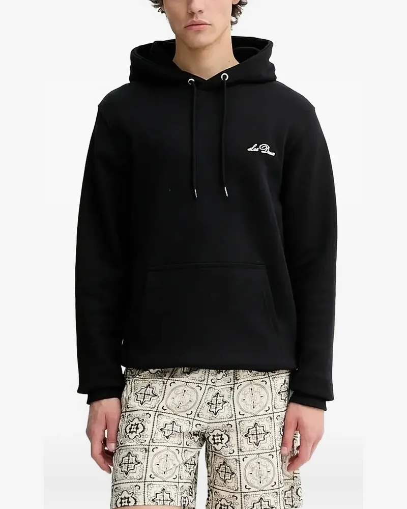 LES DEUX Hoodie mit Palmenstickerei - Schwarz Schwarz