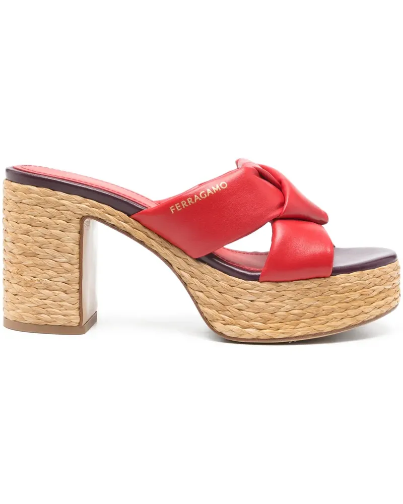 Ferragamo Plateau-Sandalen mit Knoten 90mm - Rot Rot