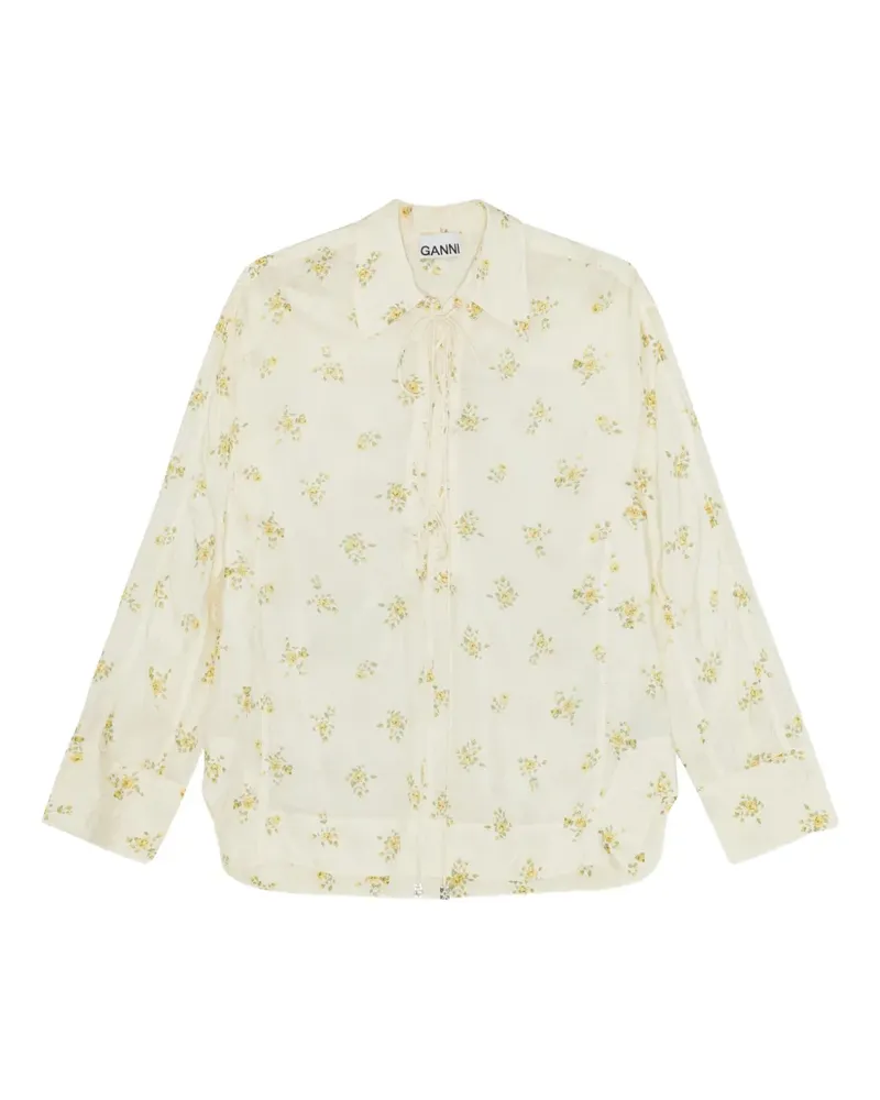 Ganni Bluse mit Blumen-Print - Nude Nude