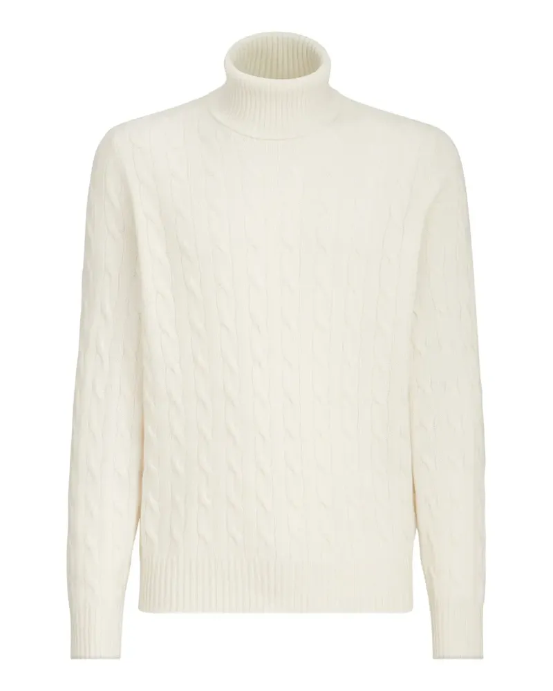 Brunello Cucinelli Rollkragenpullover aus Kaschmir mit Zopfmuster - Nude Nude