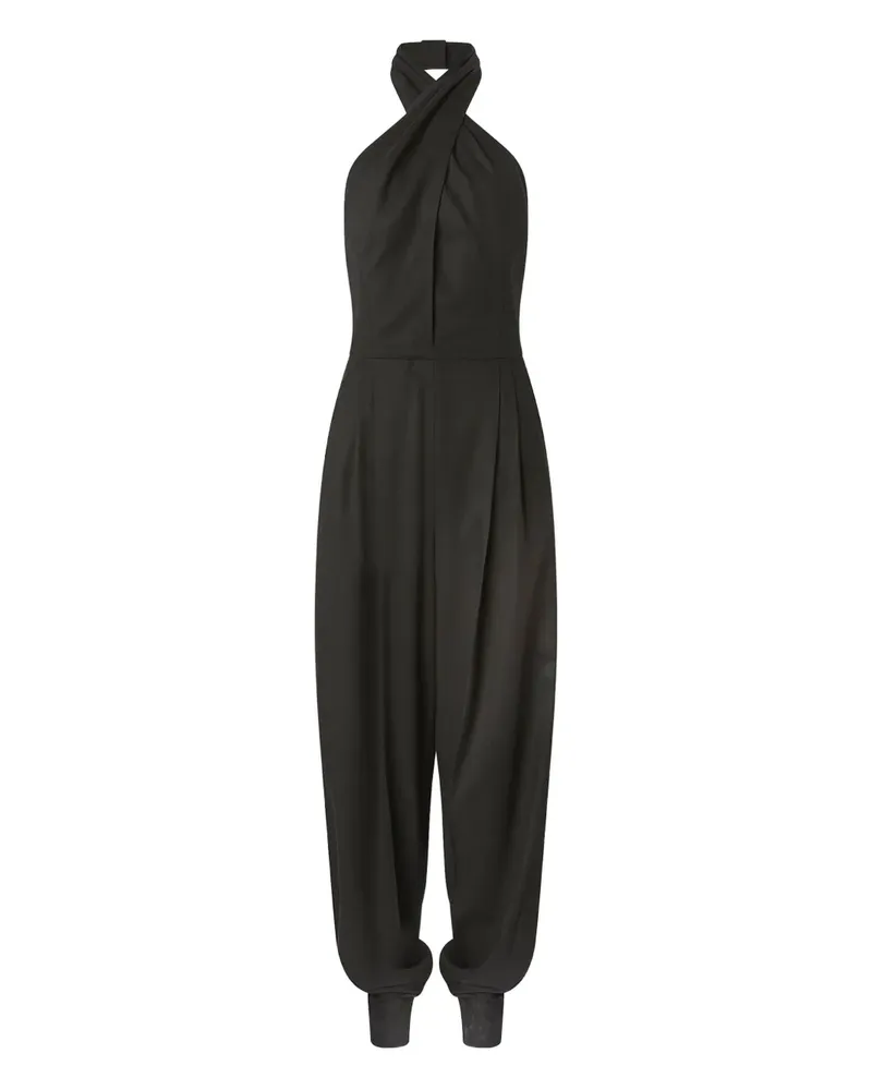 Genny Neckholder-Jumpsuit mit Falten - Schwarz Schwarz