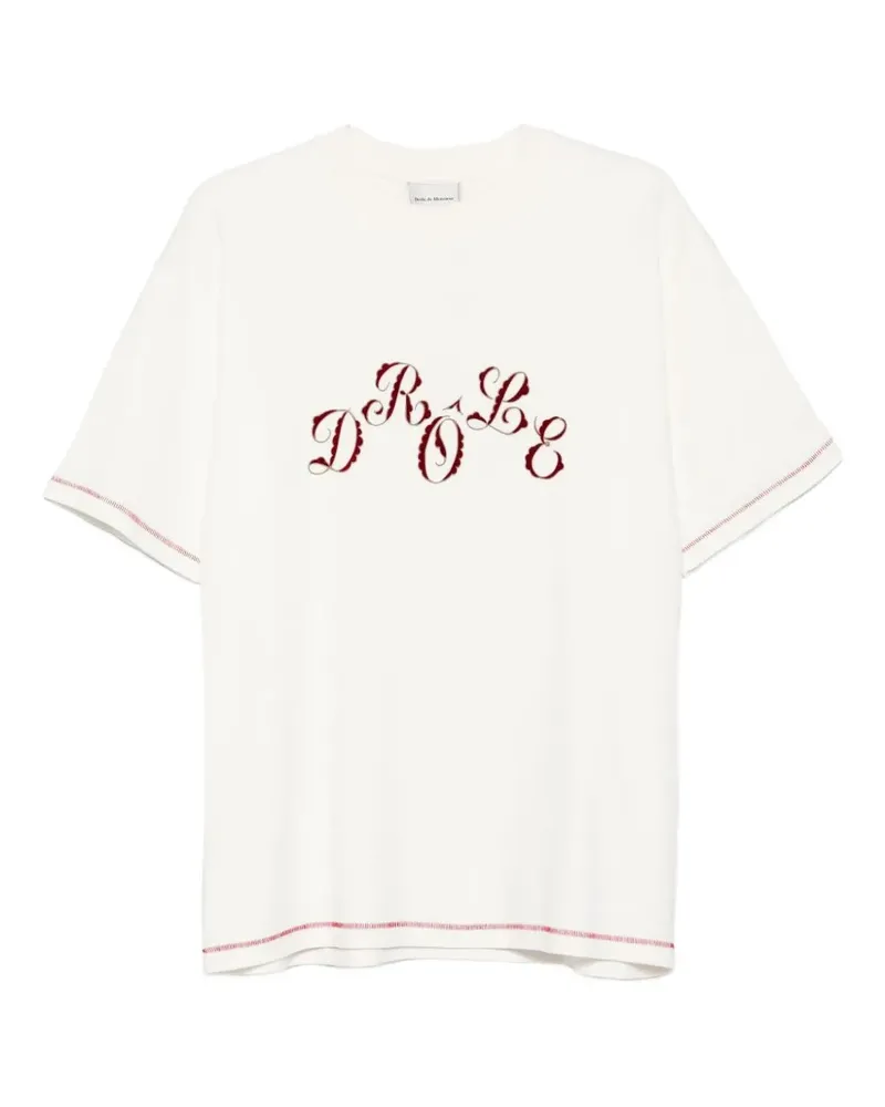 Drôle de Monsieur T-Shirt mit Stickerei - Nude Nude