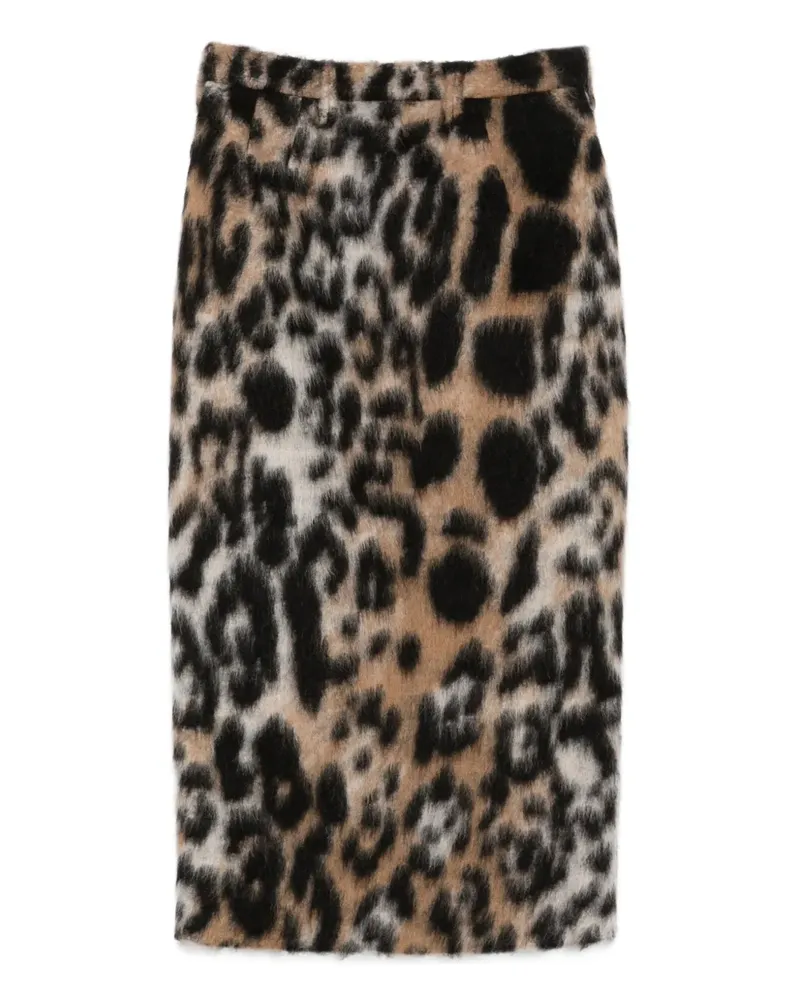 N° 21 Bleistiftrock mit Leoparden-Print - Schwarz Schwarz