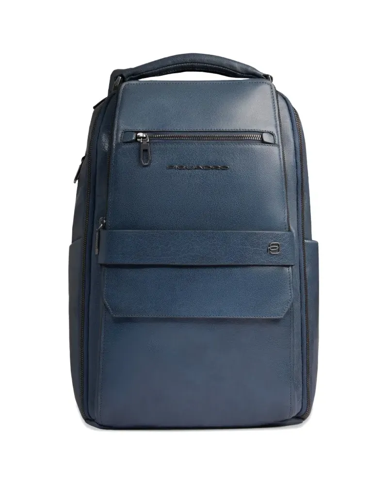 Piquadro leather laptop backpack - Blau Blau
